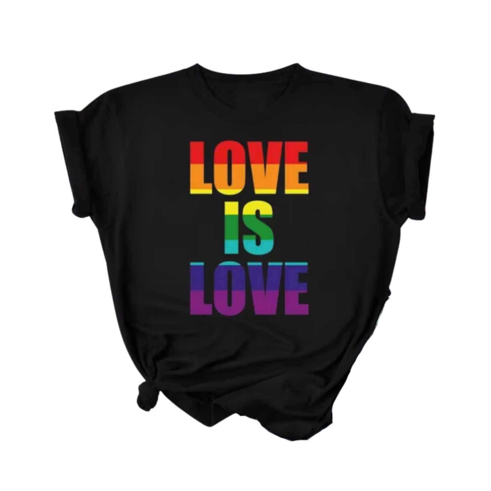 rainbow pride shirt with text love is love